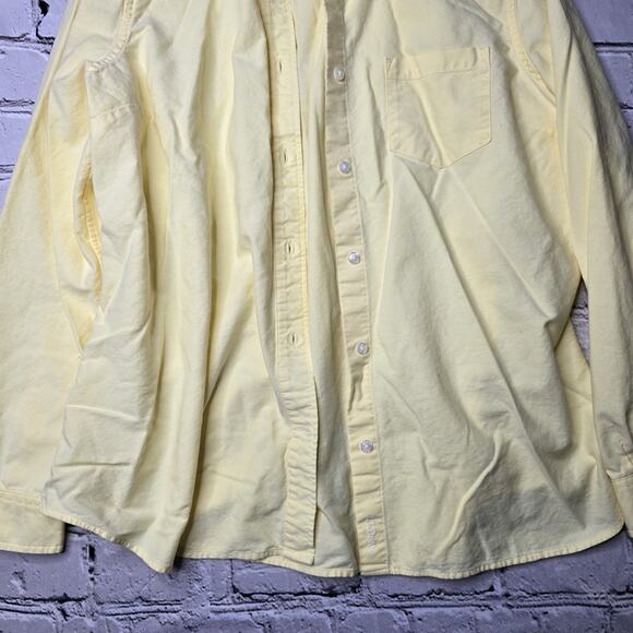 LL Bean 100% Organic Cotton Sunshine Vintage Yellow Button Up Blouse Size Large - Picture 3 of 12